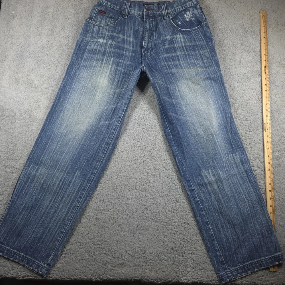 VTG Fubu‎ Mens Carpenter Jeans 34x34 Blue Denim Wide Leg Street Wear Skate Baggy
